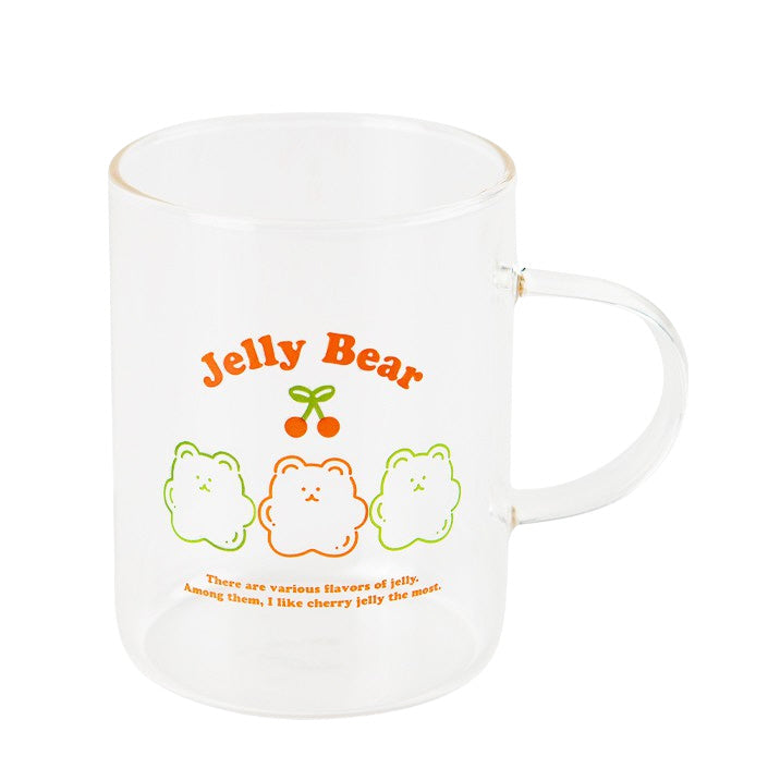 Cute Jelly Bear illlust Graphic Clear Mugs Glasses Printed Cups 300ml Gifts Kitchen Dinnerware Cold Hot Milk Coffee Yogurt