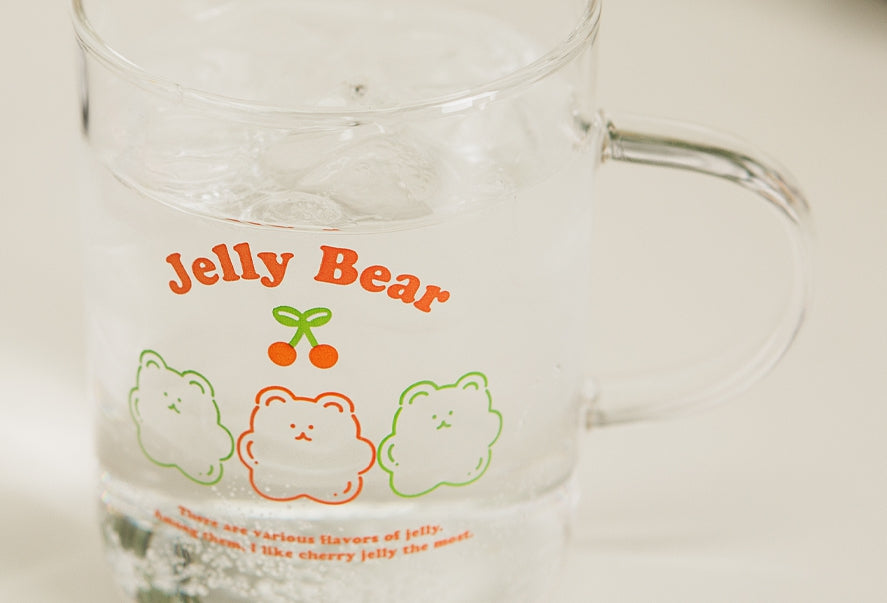 Cute Jelly Bear illlust Graphic Clear Mugs Glasses Printed Cups 300ml Gifts Kitchen Dinnerware Cold Hot Milk Coffee Yogurt