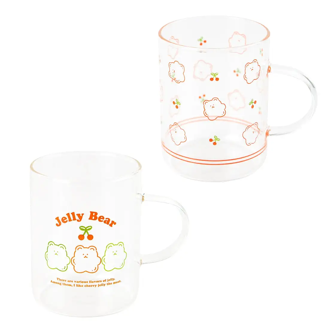 Cute Jelly Bear illlust Graphic Clear Mugs Glasses Printed Cups 300ml Gifts Kitchen Dinnerware Cold Hot Milk Coffee Yogurt