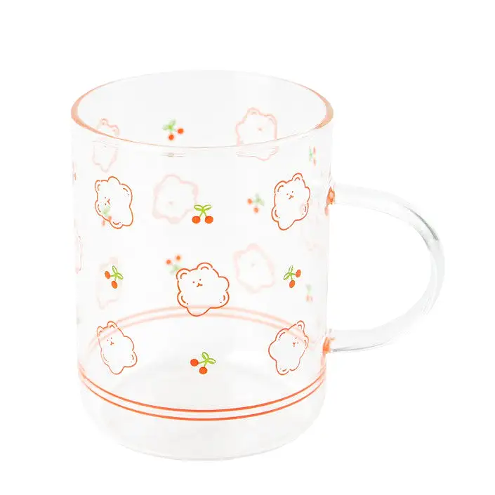 Cute Jelly Bear illlust Graphic Clear Mugs Glasses Printed Cups 300ml Gifts Kitchen Dinnerware Cold Hot Milk Coffee Yogurt