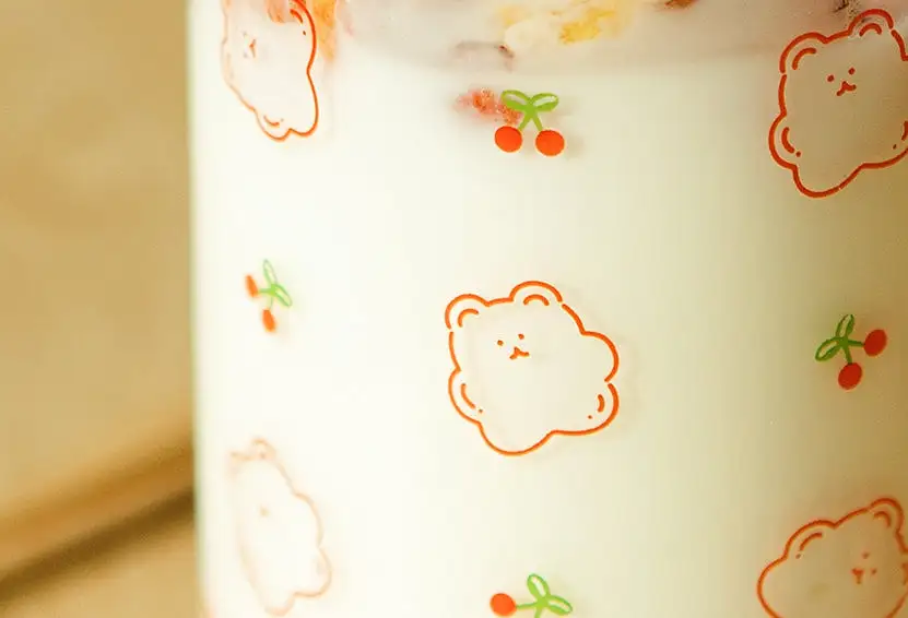 Cute Jelly Bear illlust Graphic Clear Mugs Glasses Printed Cups 300ml Gifts Kitchen Dinnerware Cold Hot Milk Coffee Yogurt