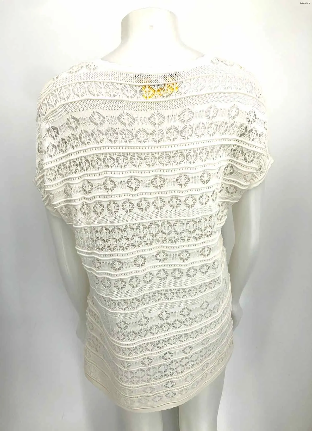 DVF - DIANE VON FURSTENBERG White Crochet Sheer Size MEDIUM (M) Top