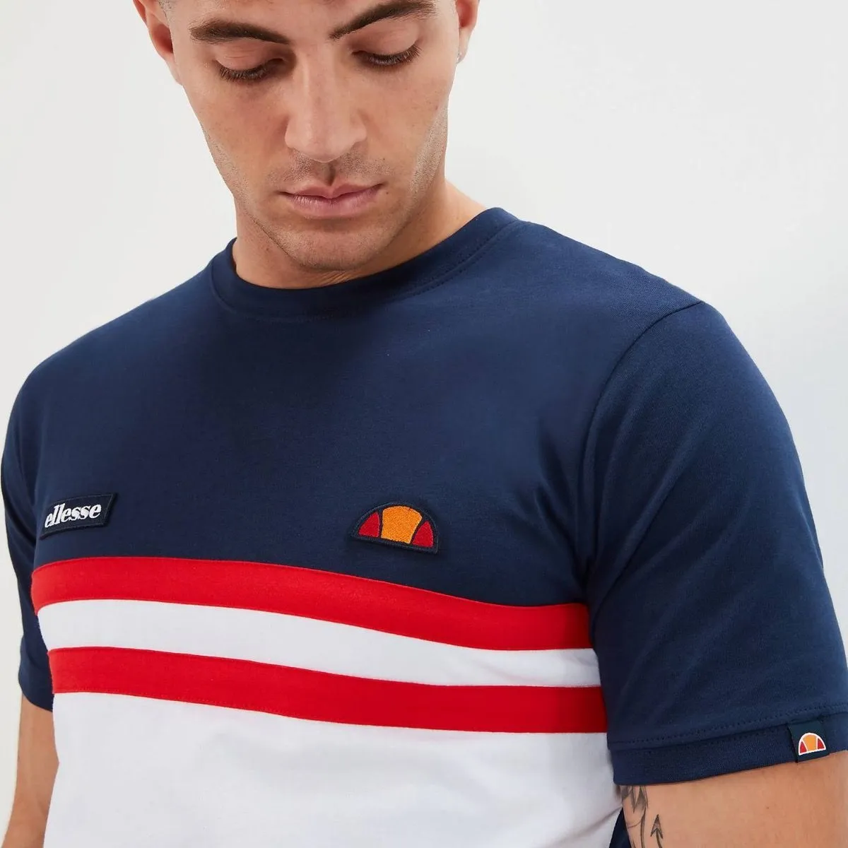 Ellesse Venire Logo Crew Neck T-Shirt Navy/Red/White