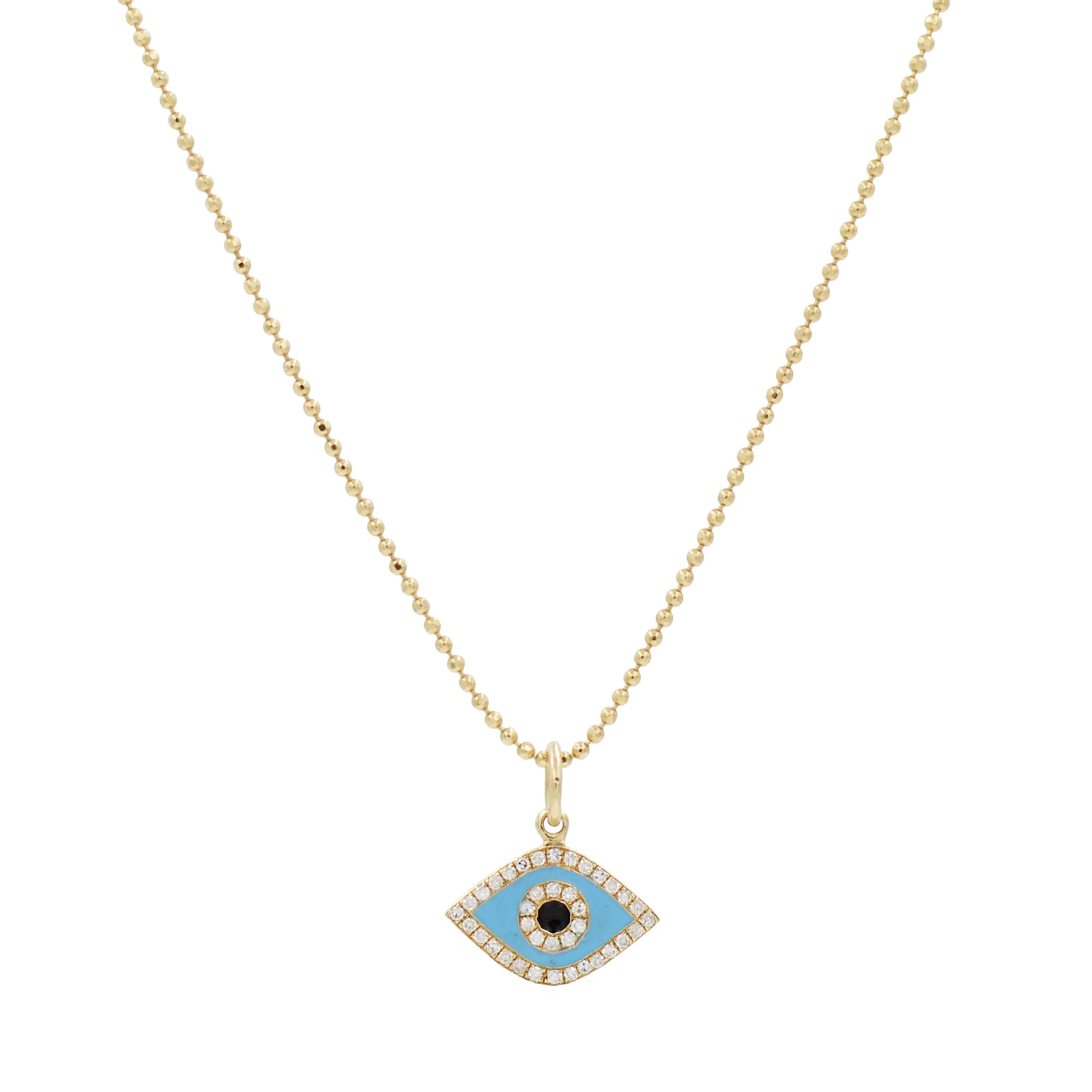 Evil Eye Necklace in Blue Enamel With Diamonds