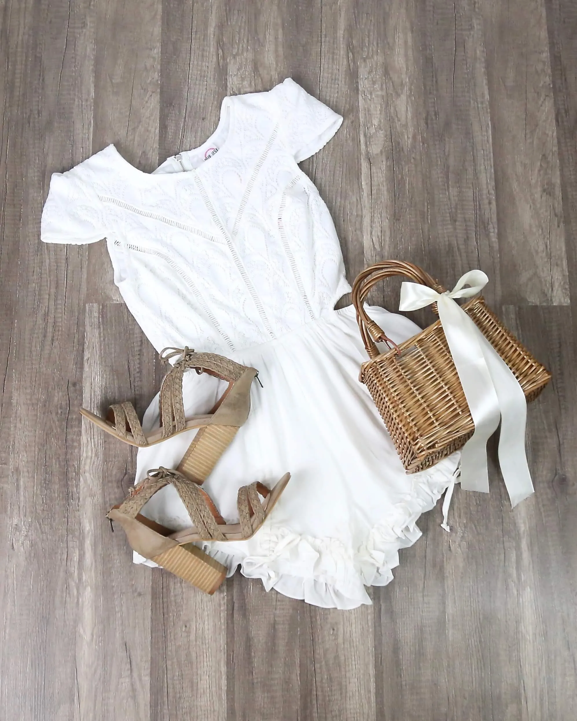 FINAL SALE - Thalia Crochet Cap Sleeve Short Romper in White