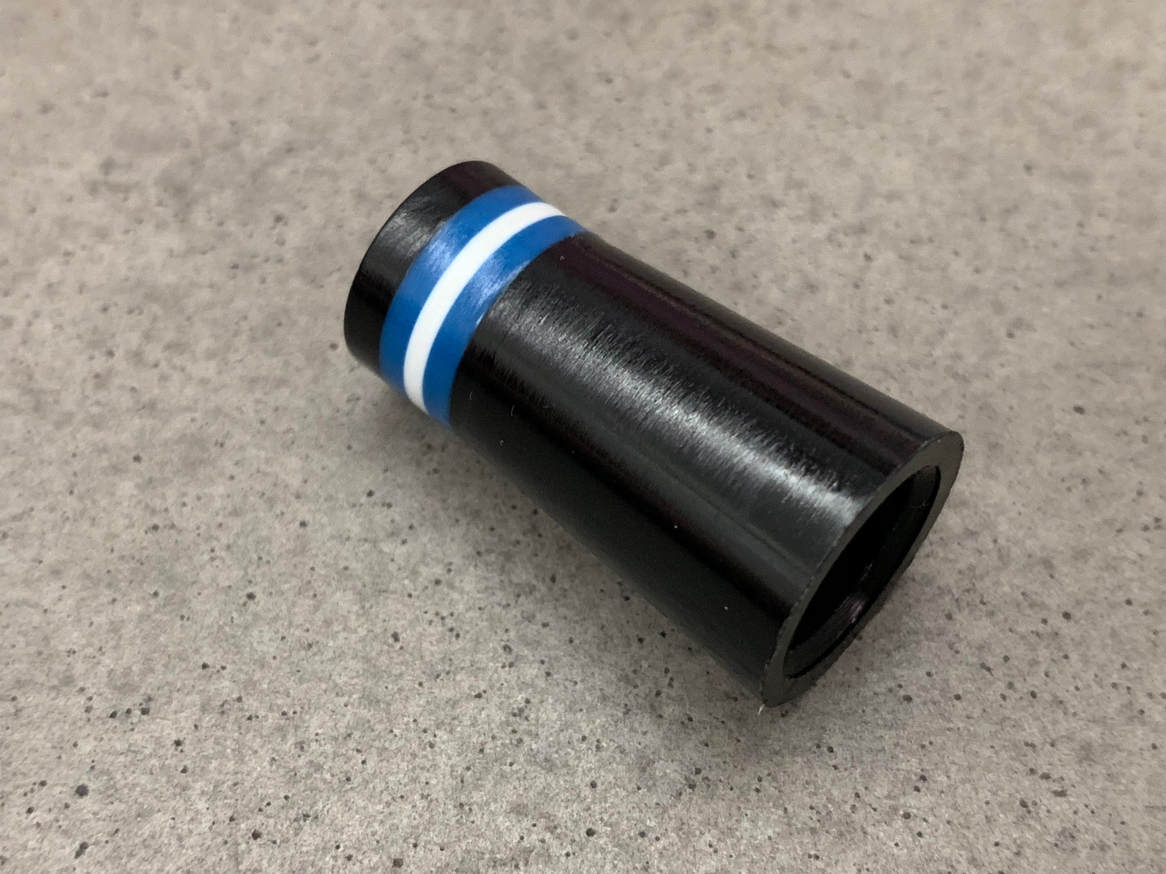 Flat-Top 12 Ferrules Black With Blue and White Stripes