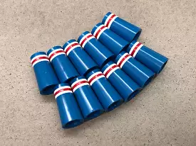 Flat-Top 12 Ferrules Blue with White-Red-White Stripes