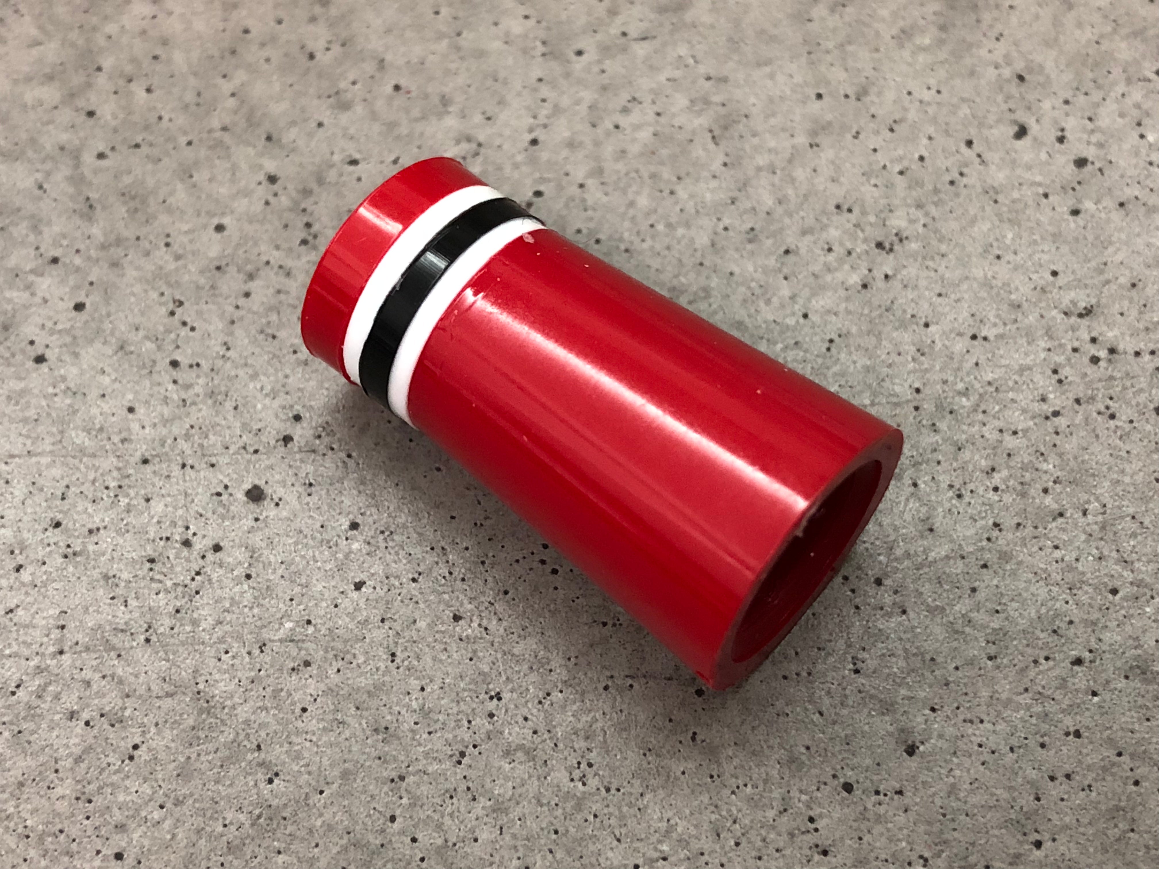 Flat-Top 12 Ferrules Red with White-Black-White Stripes