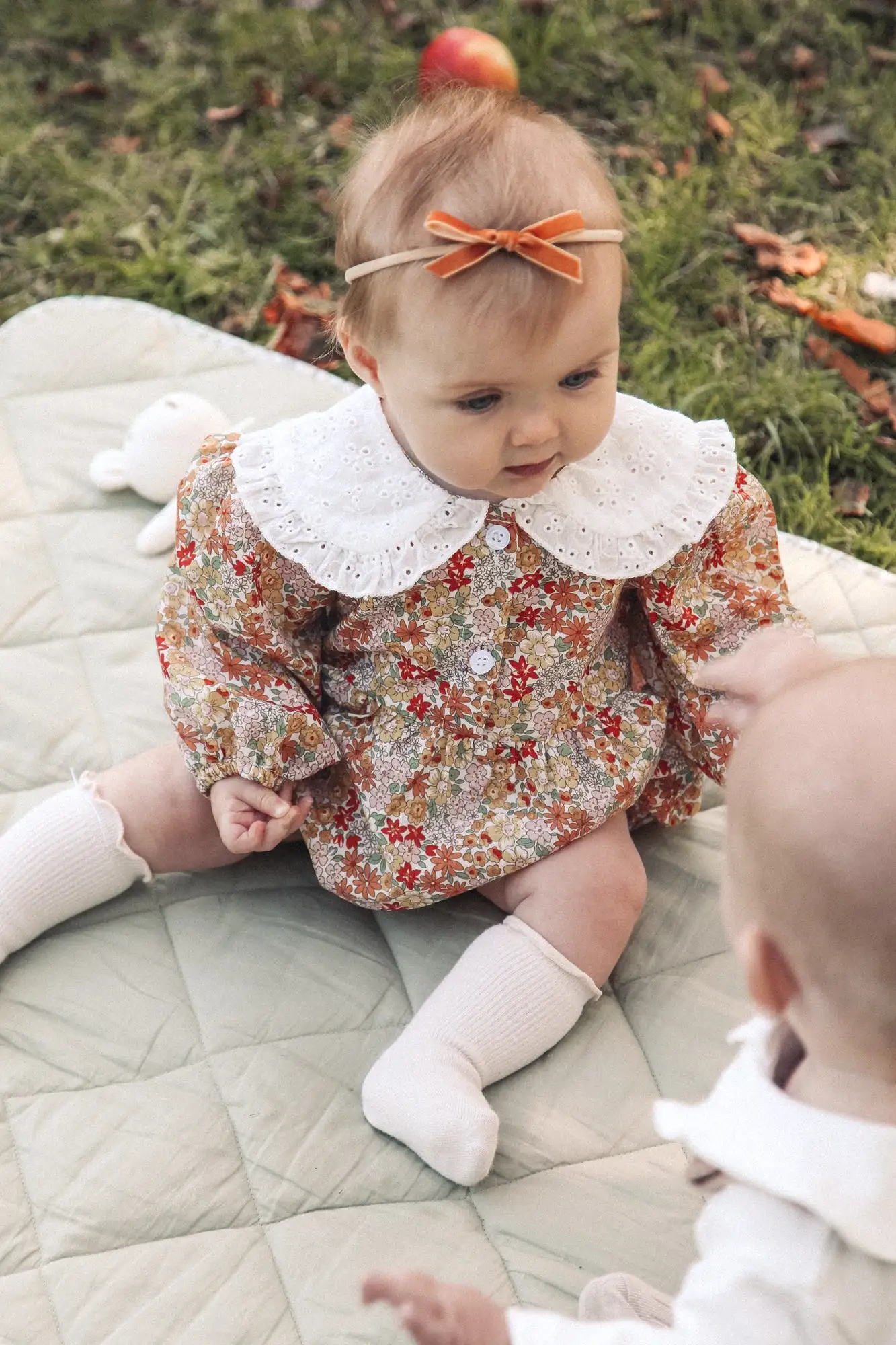 Floral & White Broderie Oversized Collar Romper