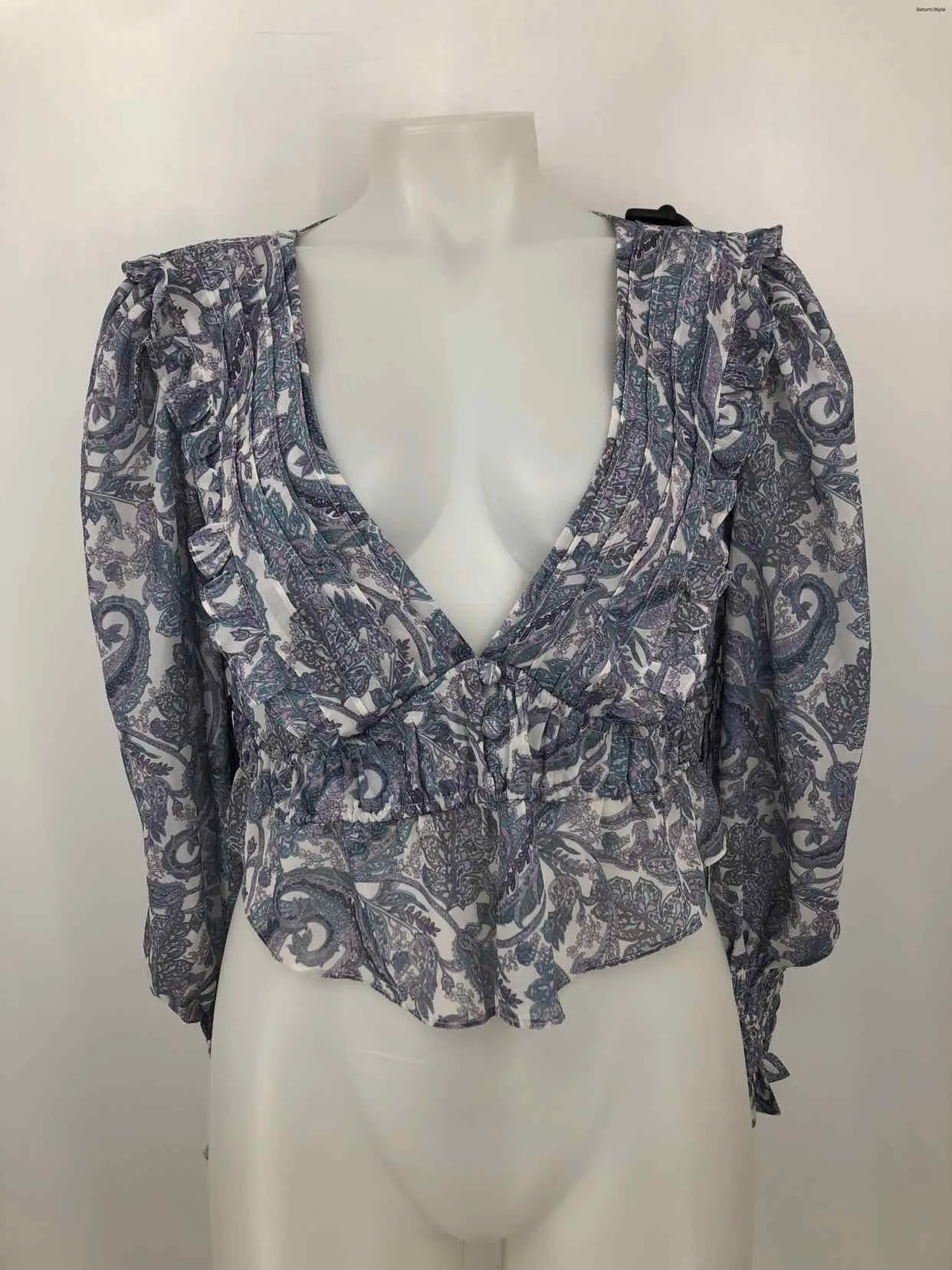 FOR LOVE & LEMONS Lilac White Multi Paisley Longsleeve Size X-SMALL Top