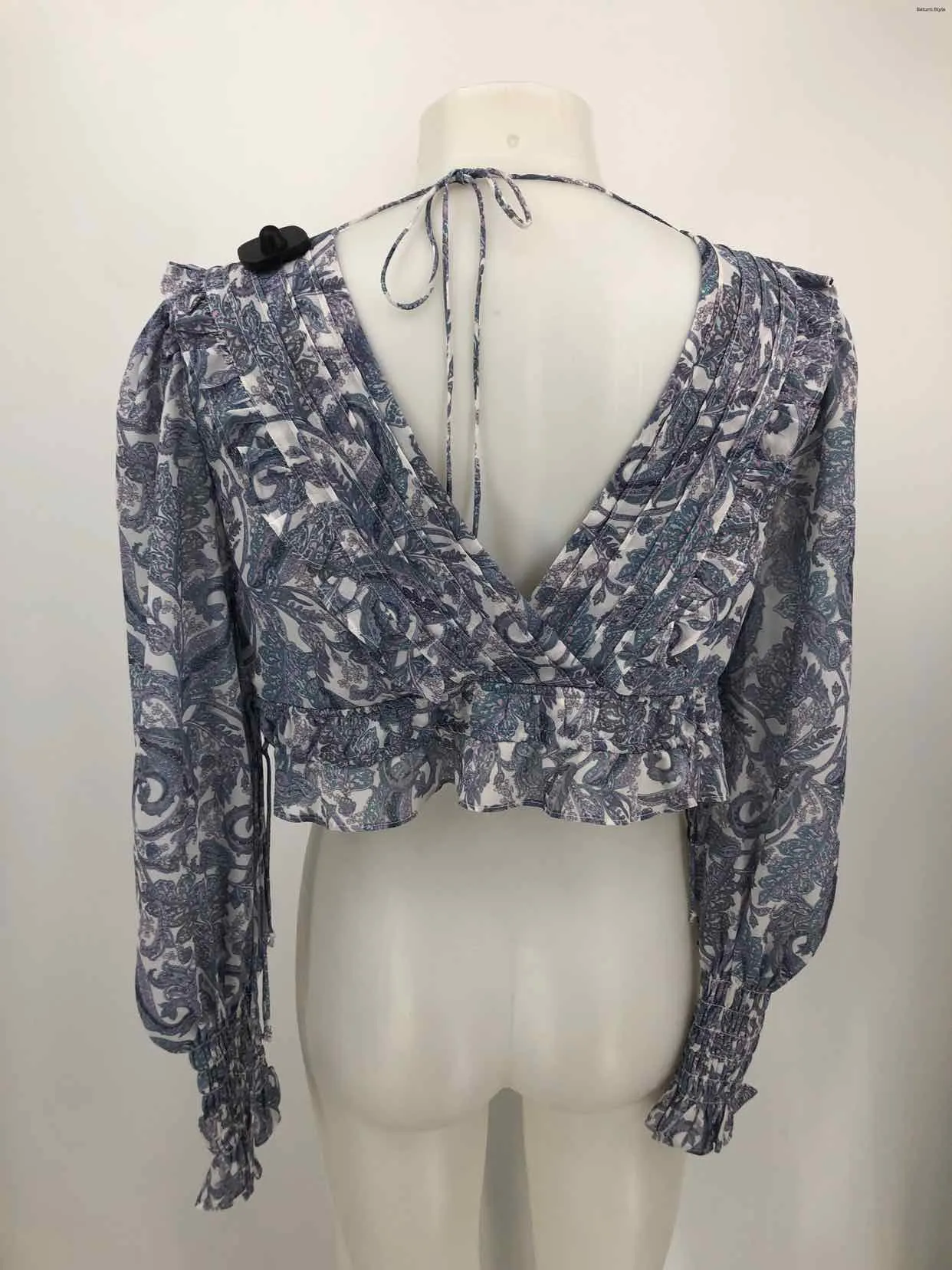 FOR LOVE & LEMONS Lilac White Multi Paisley Longsleeve Size X-SMALL Top