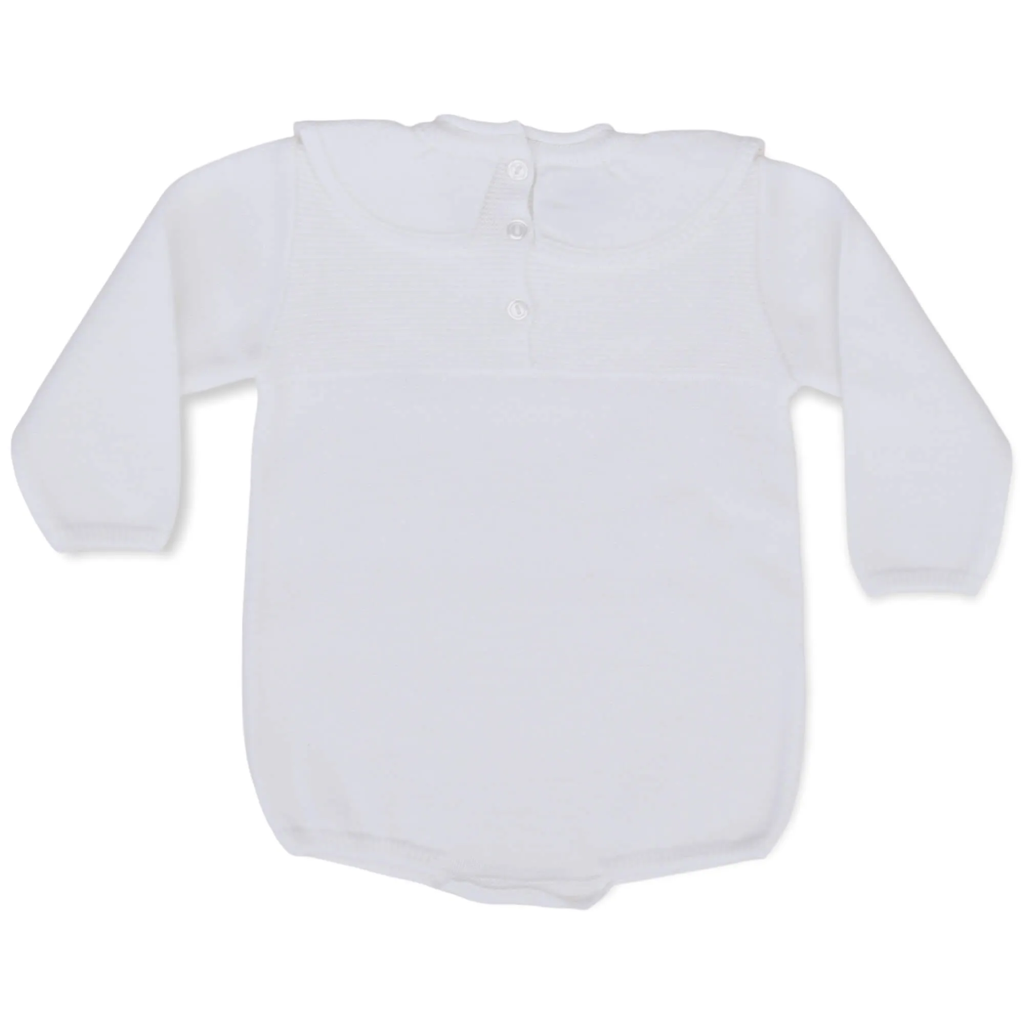 Frill Collar Knit Romper - White (12M)