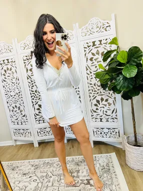 Getting Out Long Sleeve Hoodie Romper in White