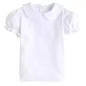 Girl's Short Sleeve Peter Pan Blouse - White