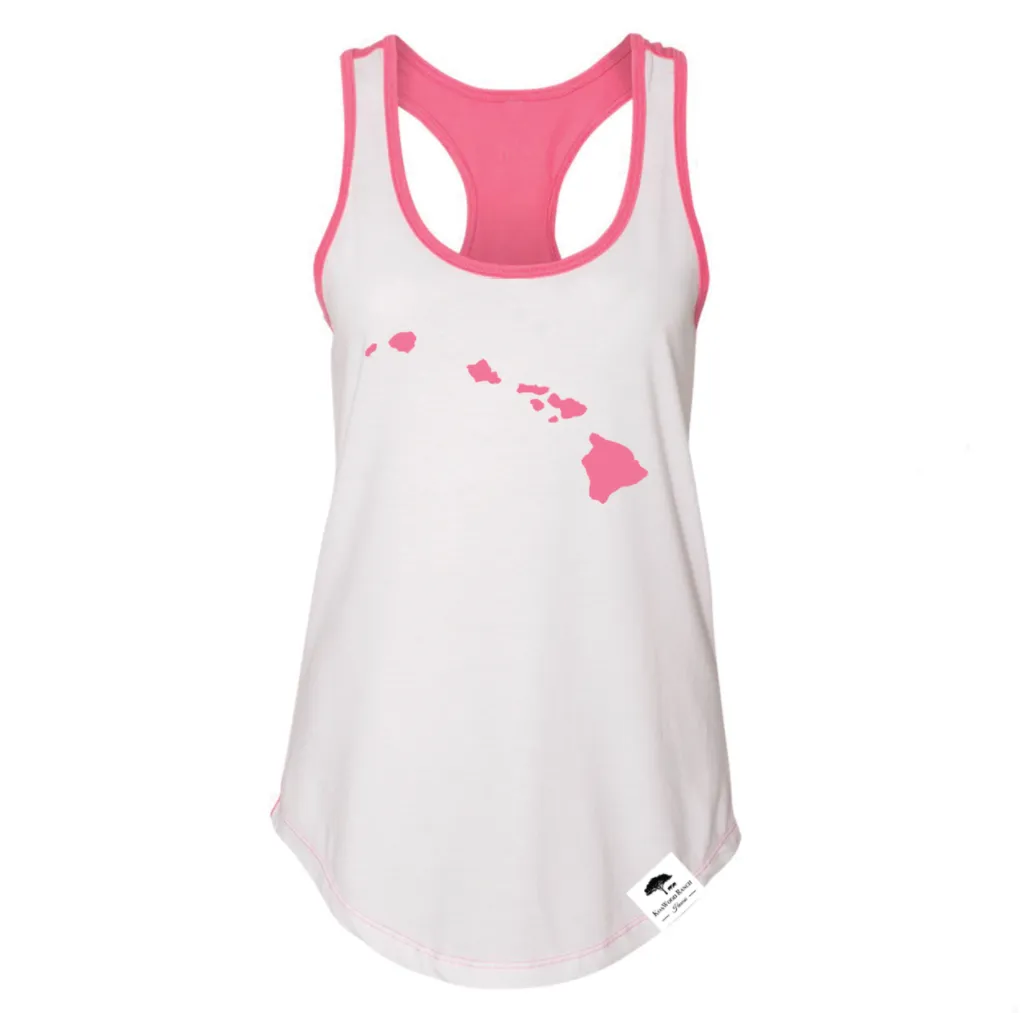 Hawaii Islands Women's Tank Top - White/Pink