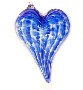 Heart in Blue Handblown Glass Decoration