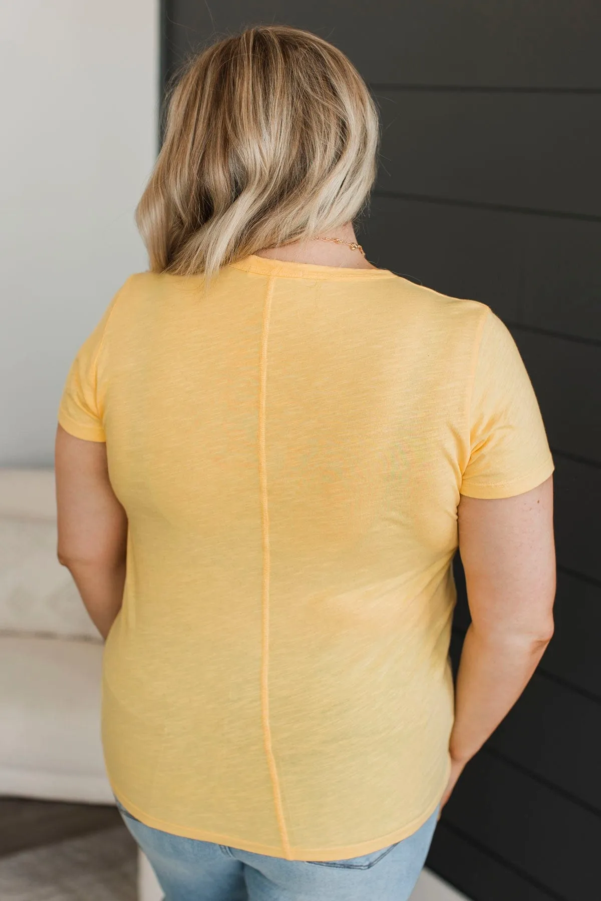 Here For Today Short Sleeve Top- Lemon