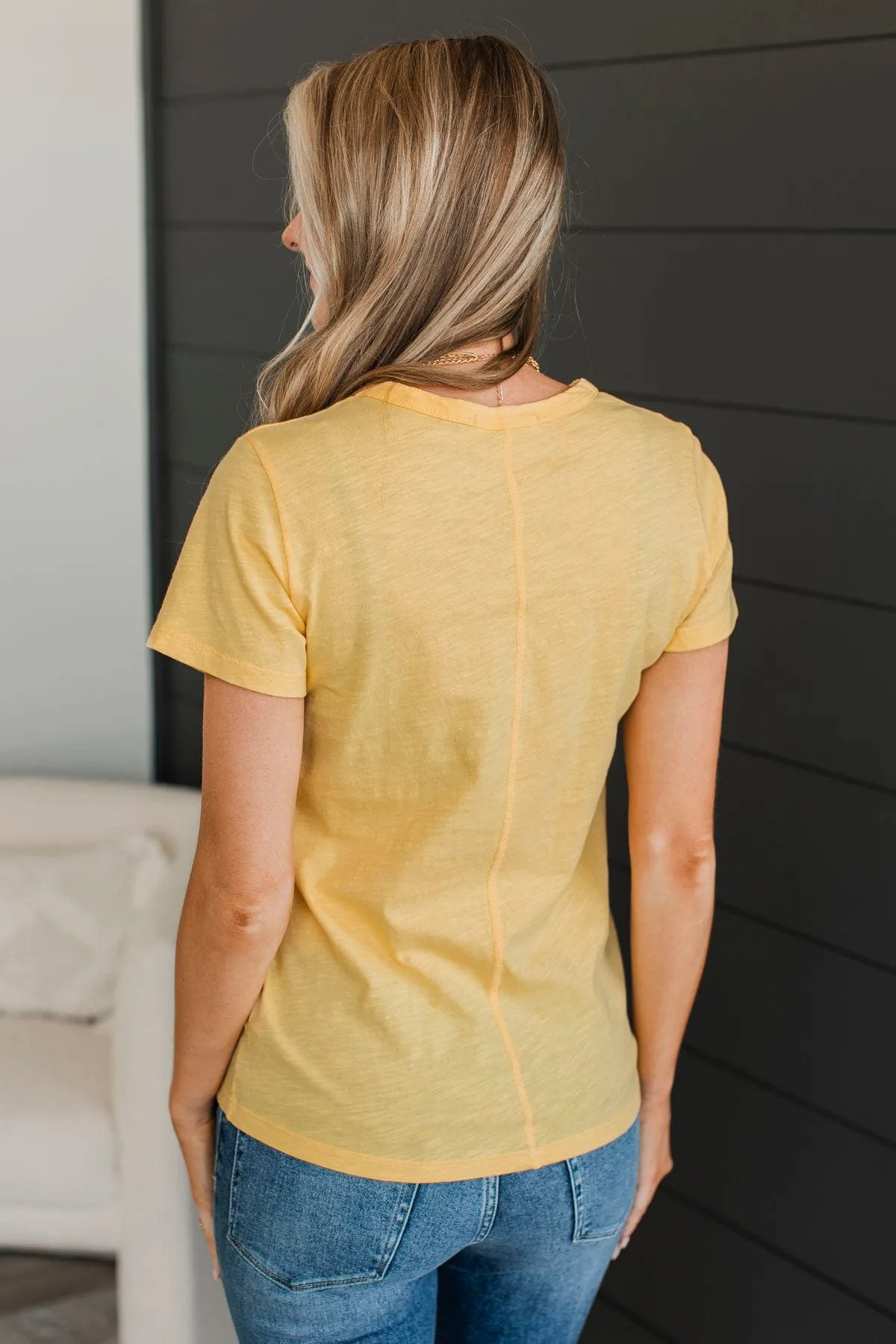 Here For Today Short Sleeve Top- Lemon