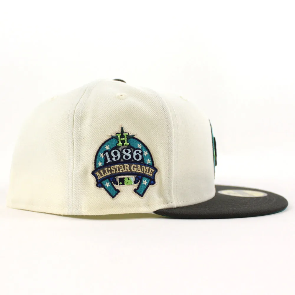 Houston Astros 1986 ALL STAR GAME New Era 59Fifty Fitted Hat (CHROME WHITE DARK PEWTER AQUA Under Brim)