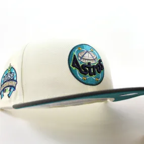 Houston Astros 1986 ALL STAR GAME New Era 59Fifty Fitted Hat (CHROME WHITE DARK PEWTER AQUA Under Brim)