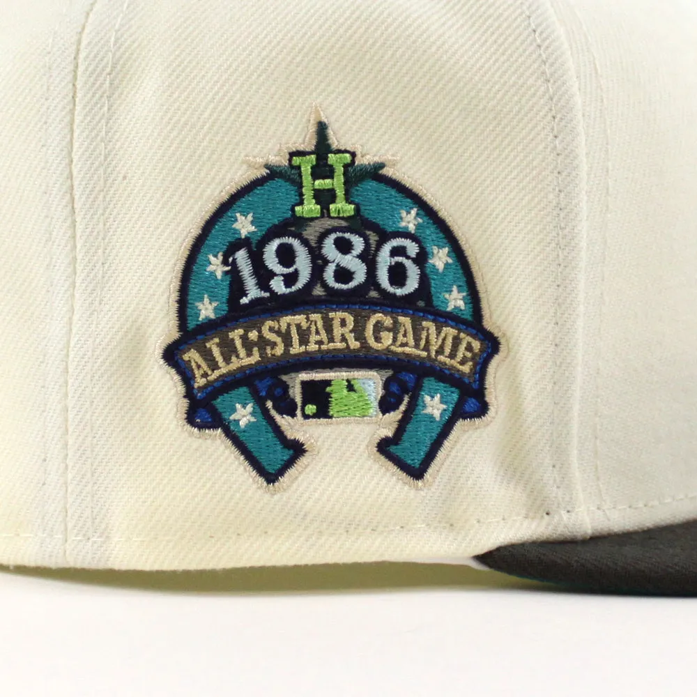 Houston Astros 1986 ALL STAR GAME New Era 59Fifty Fitted Hat (CHROME WHITE DARK PEWTER AQUA Under Brim)