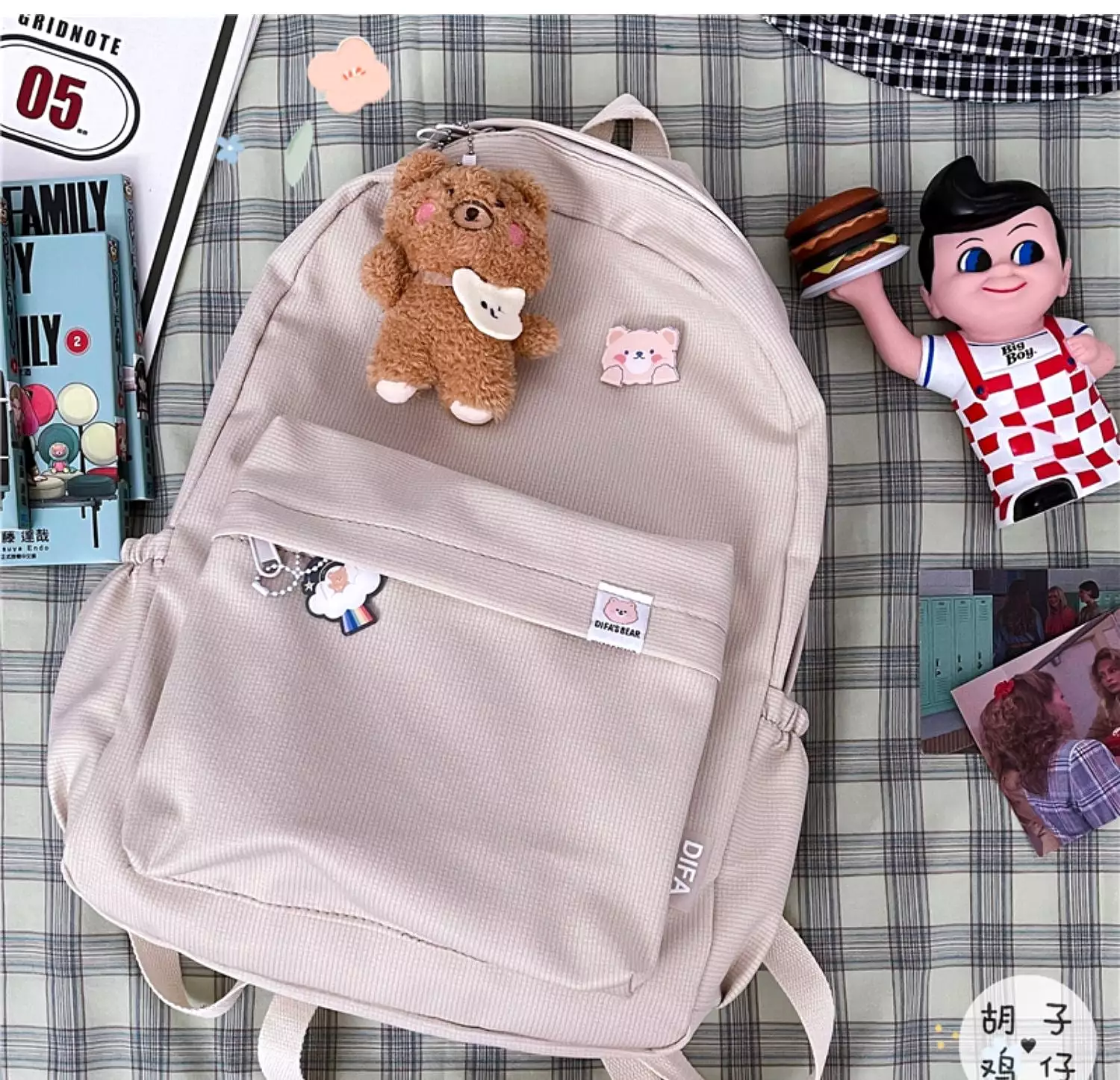 Ins Japanese cute bear backpack High School Student Backpack BY111