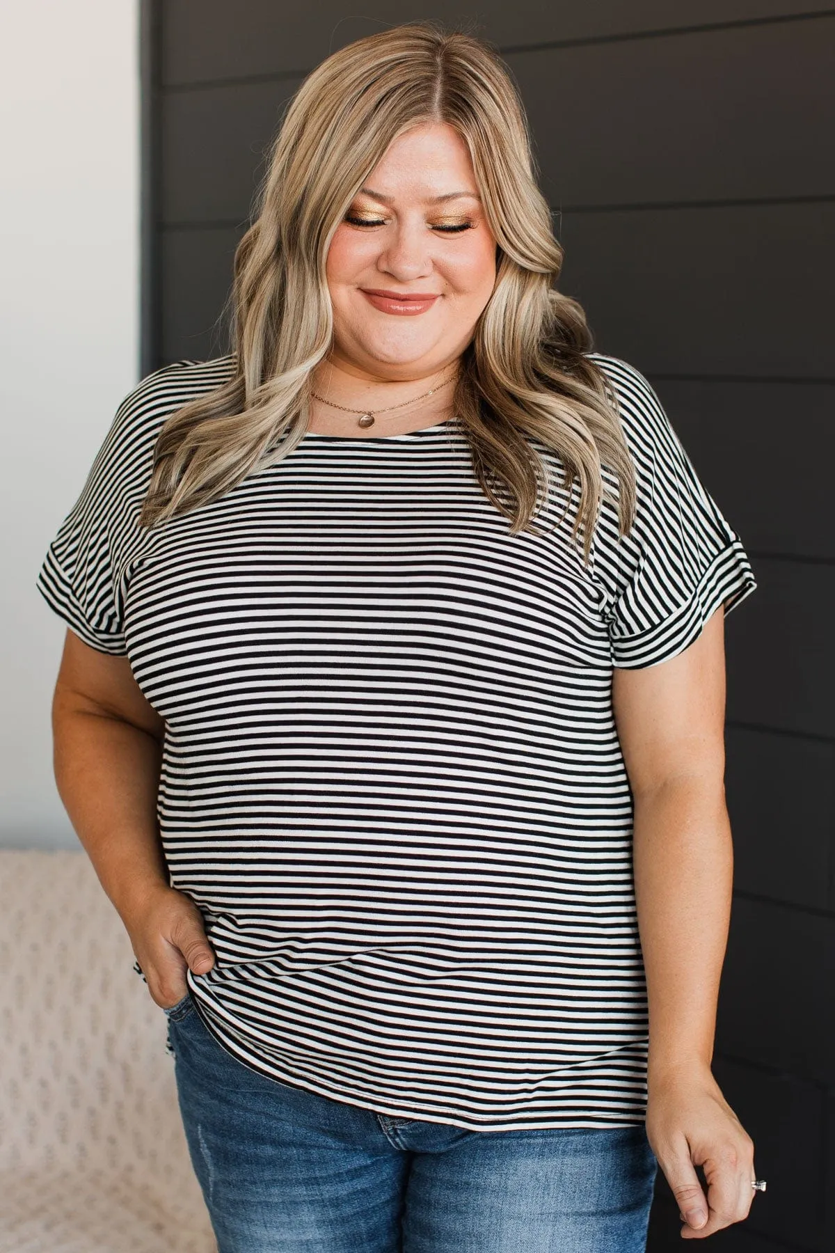 It's Who You Know Striped Top- Black & White