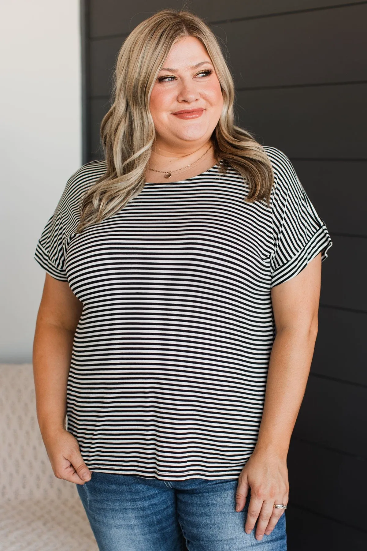 It's Who You Know Striped Top- Black & White