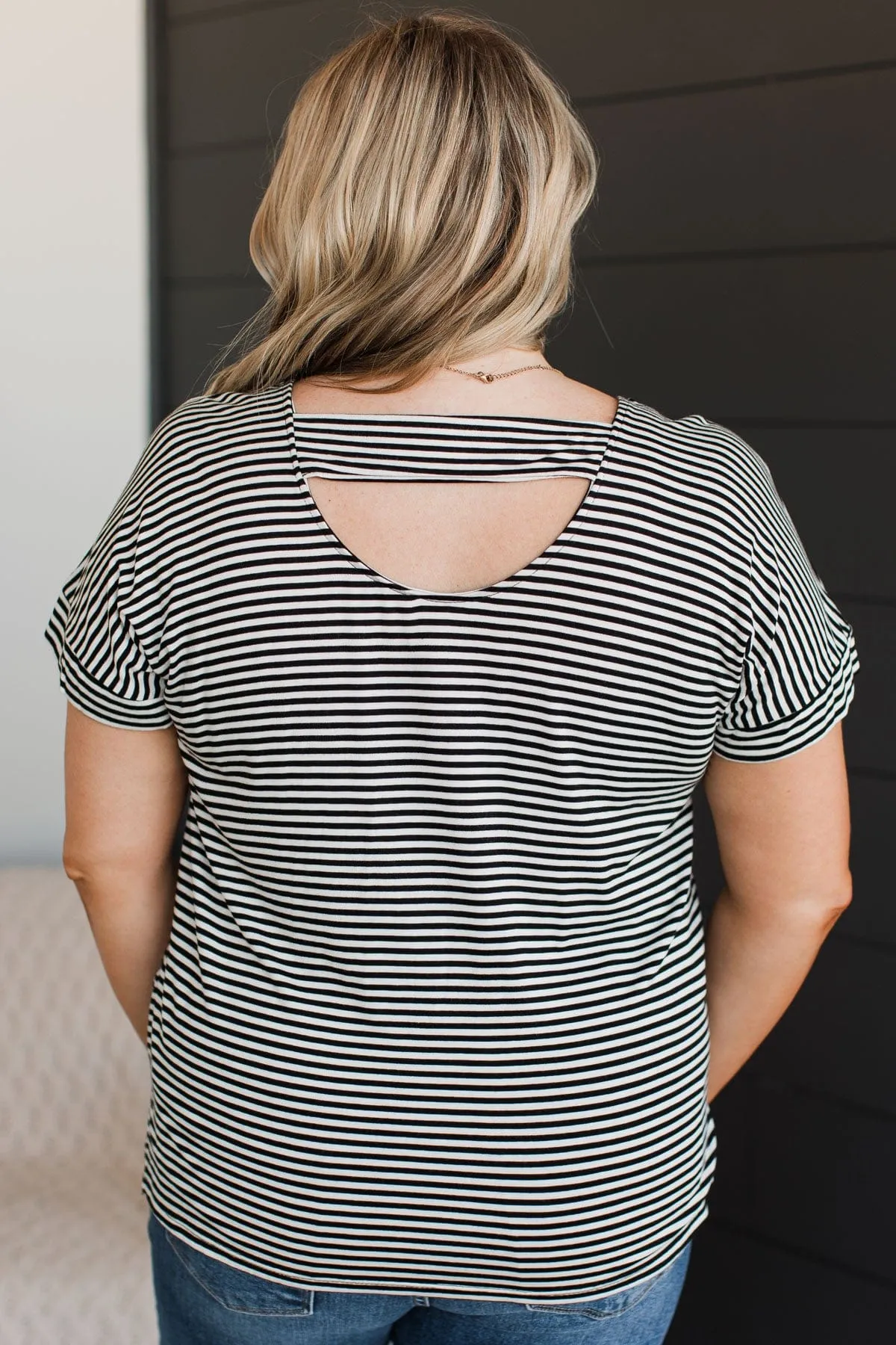 It's Who You Know Striped Top- Black & White