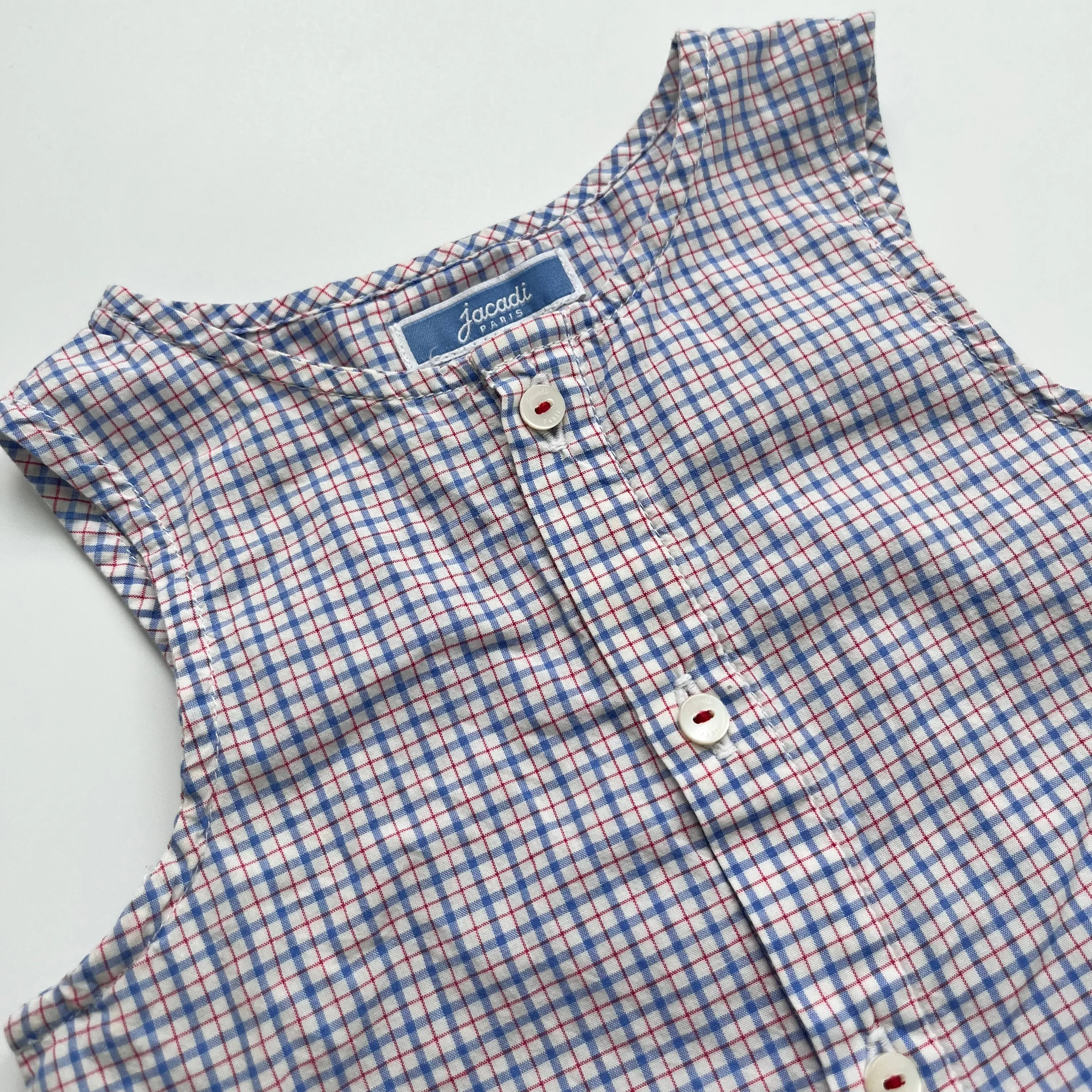 Jacadi Red, White & Blue Check Romper: 12 Months