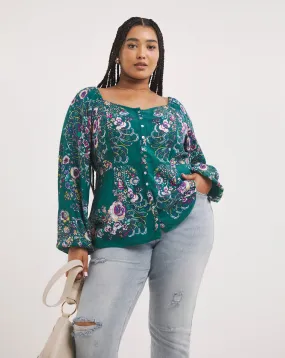 Joe Browns Teal Button Down Boho Top | Simply Be