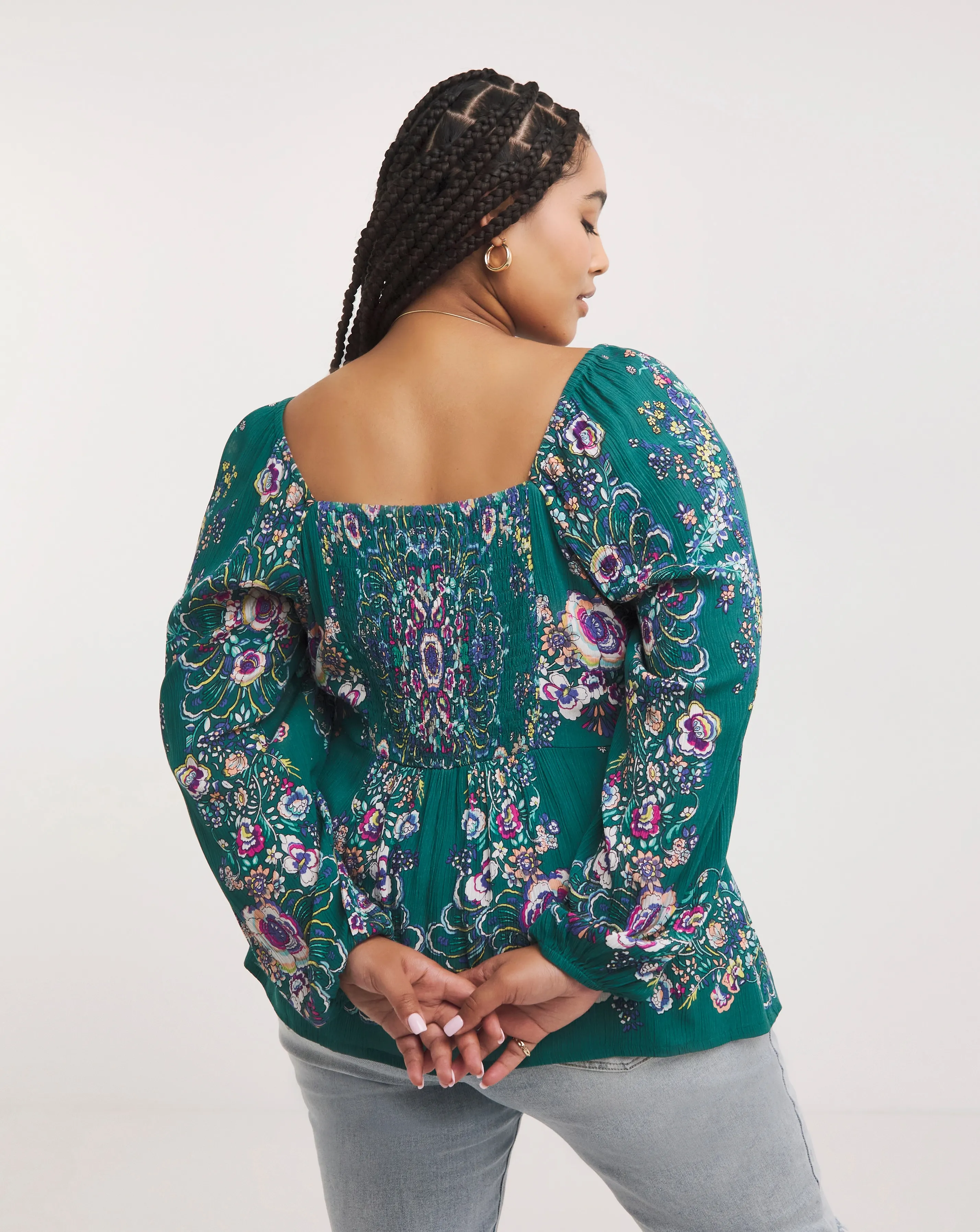 Joe Browns Teal Button Down Boho Top | Simply Be