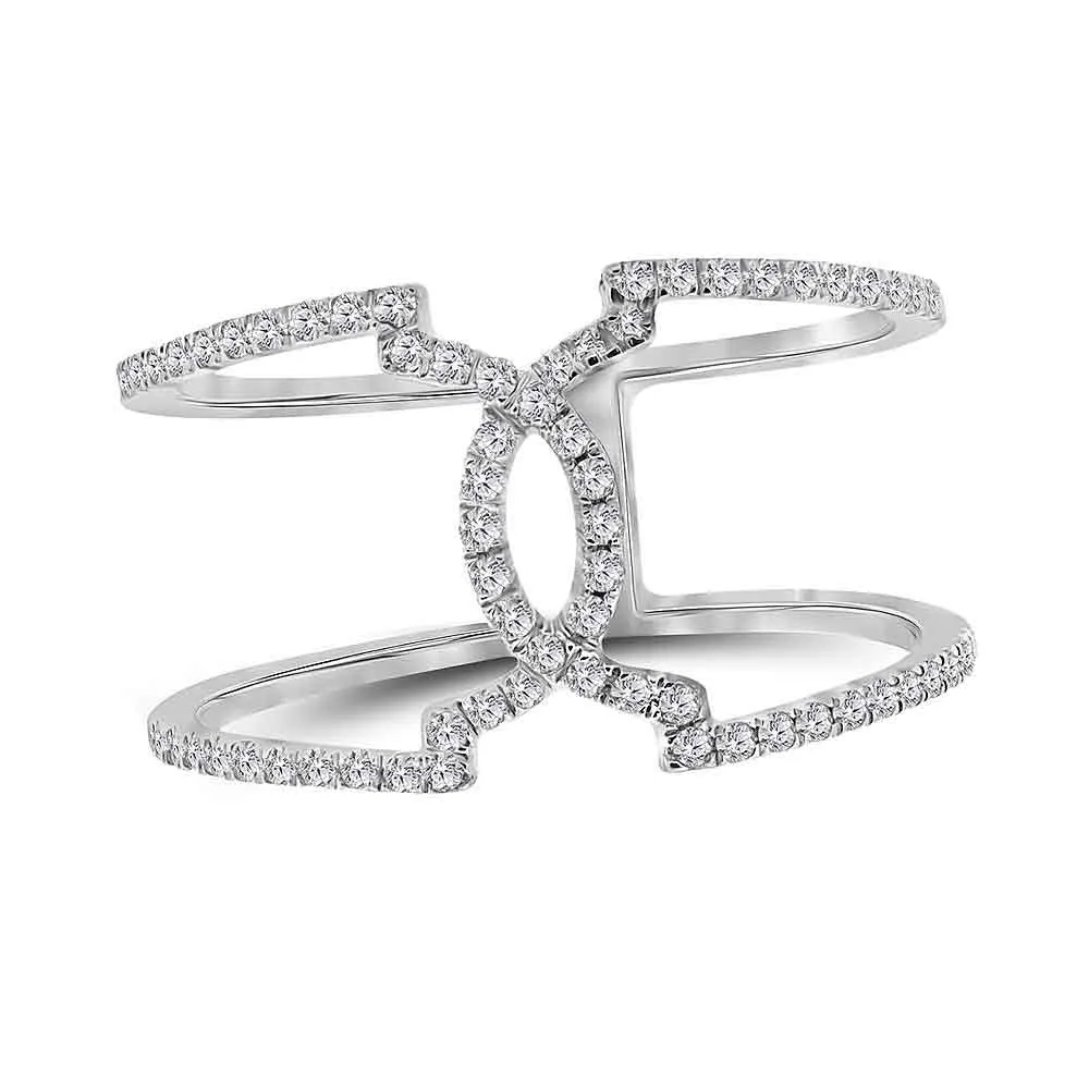 Keene Jewelers 10kt White Gold Womens Round Diamond Negative Space Band Ring 1/3 Cttw