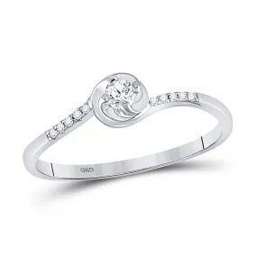 Keene Jewelers 10kt White Gold Womens Round Diamond Solitaire Promise Ring 1/10 Cttw