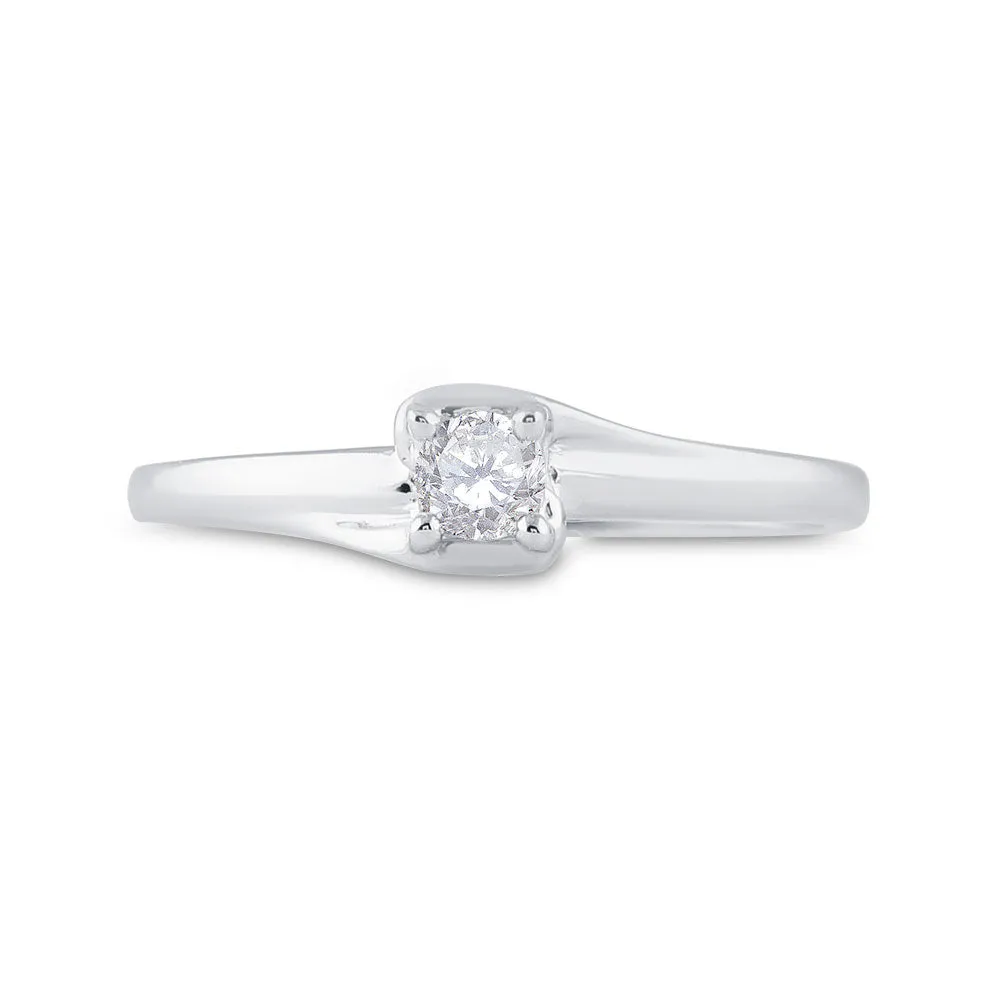 Keene Jewelers 10kt White Gold Womens Round Diamond Solitaire Promise Ring 1/8 Cttw