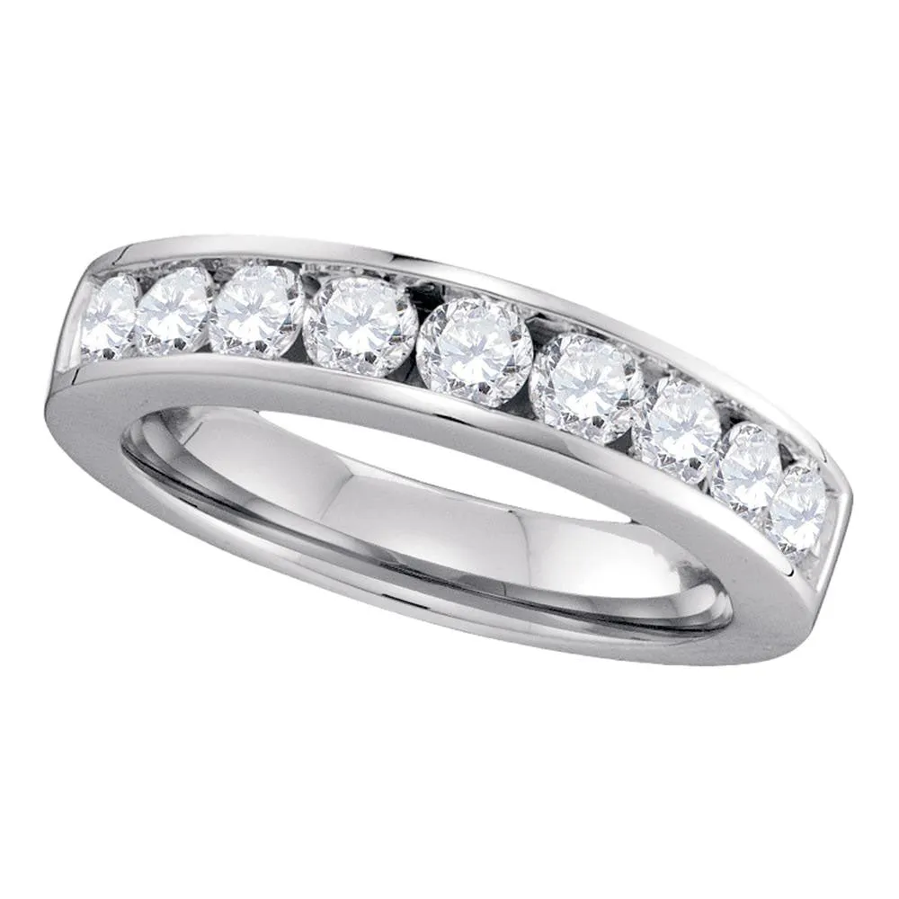 Keene Jewelers 14kt White Gold Womens Round Channel-set Diamond Single Row Wedding Band 1 Cttw - Size 6