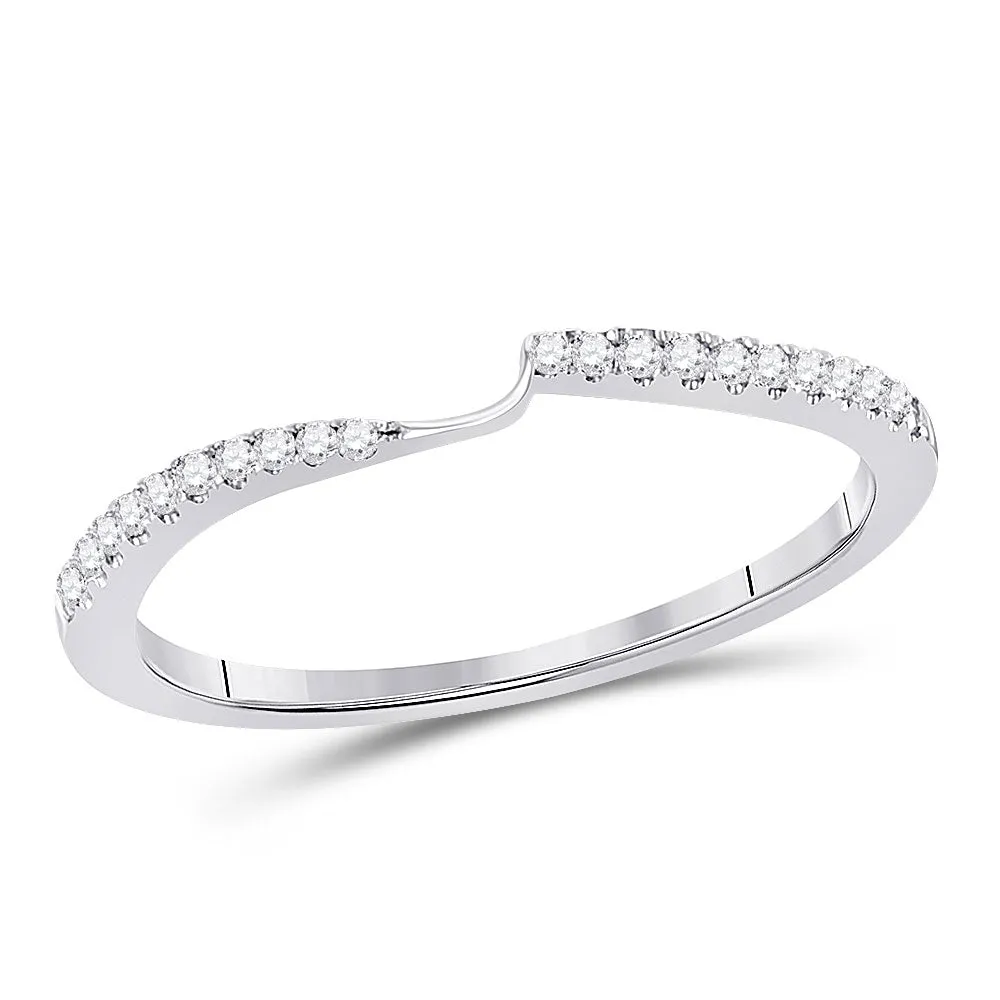 Keene Jewelers 14kt White Gold Womens Round Diamond 2-stone Wedding Band 1/8 Cttw