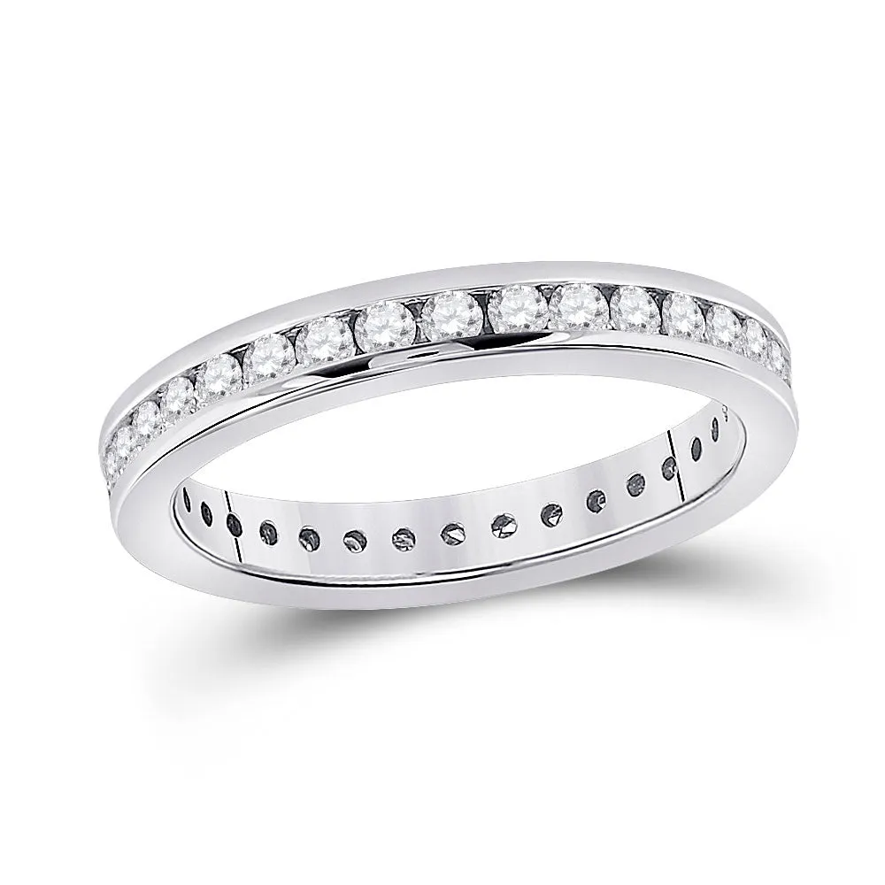 Keene Jewelers 14kt White Gold Womens Round Diamond Eternity Wedding Band 7/8 Cttw