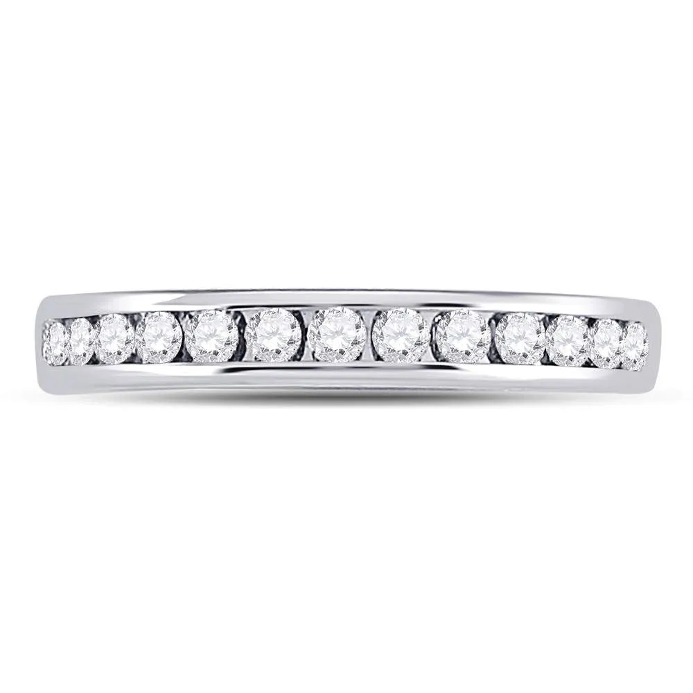 Keene Jewelers 14kt White Gold Womens Round Diamond Single Row Channel-set Wedding Band 1/3 Cttw