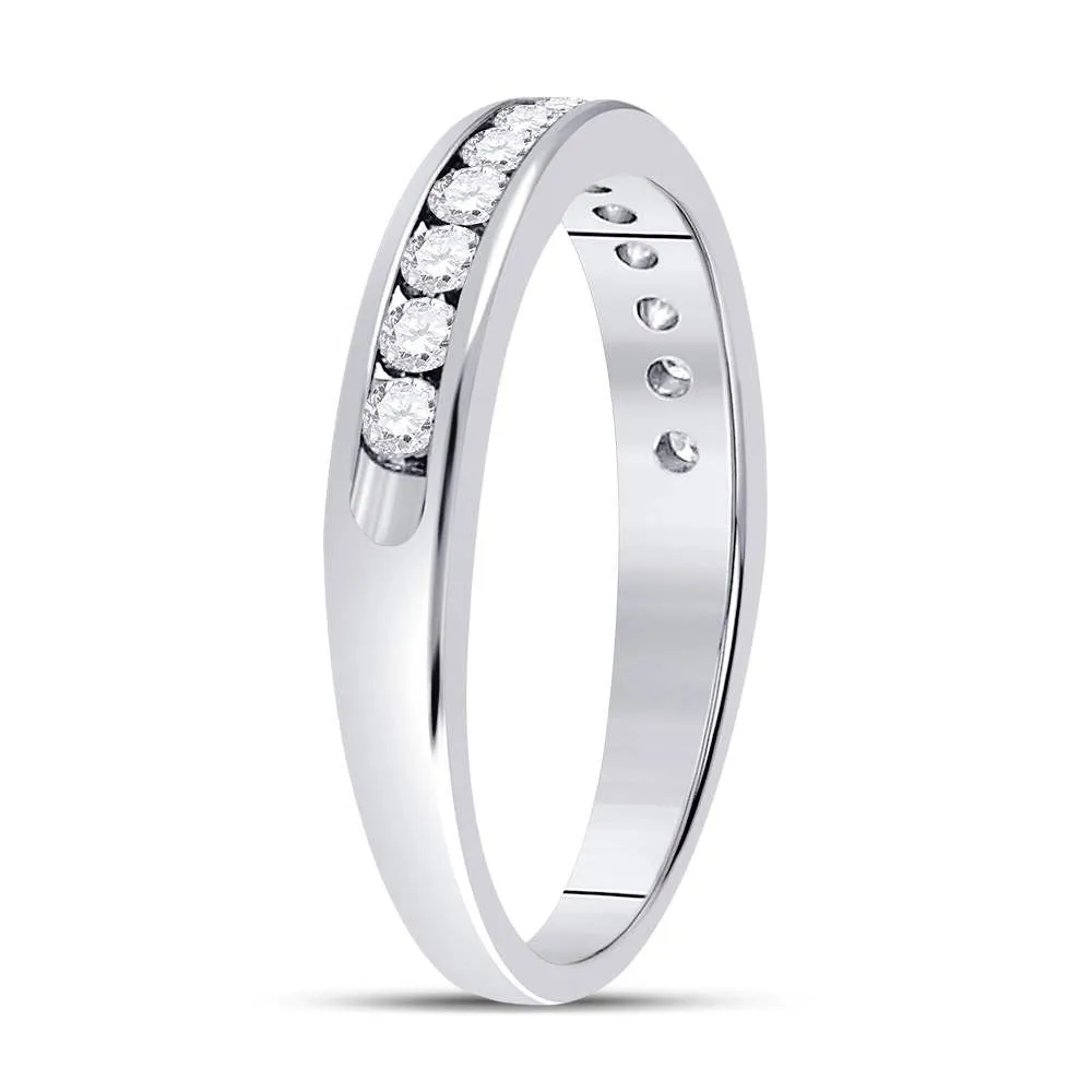 Keene Jewelers 14kt White Gold Womens Round Diamond Single Row Channel-set Wedding Band 1/3 Cttw