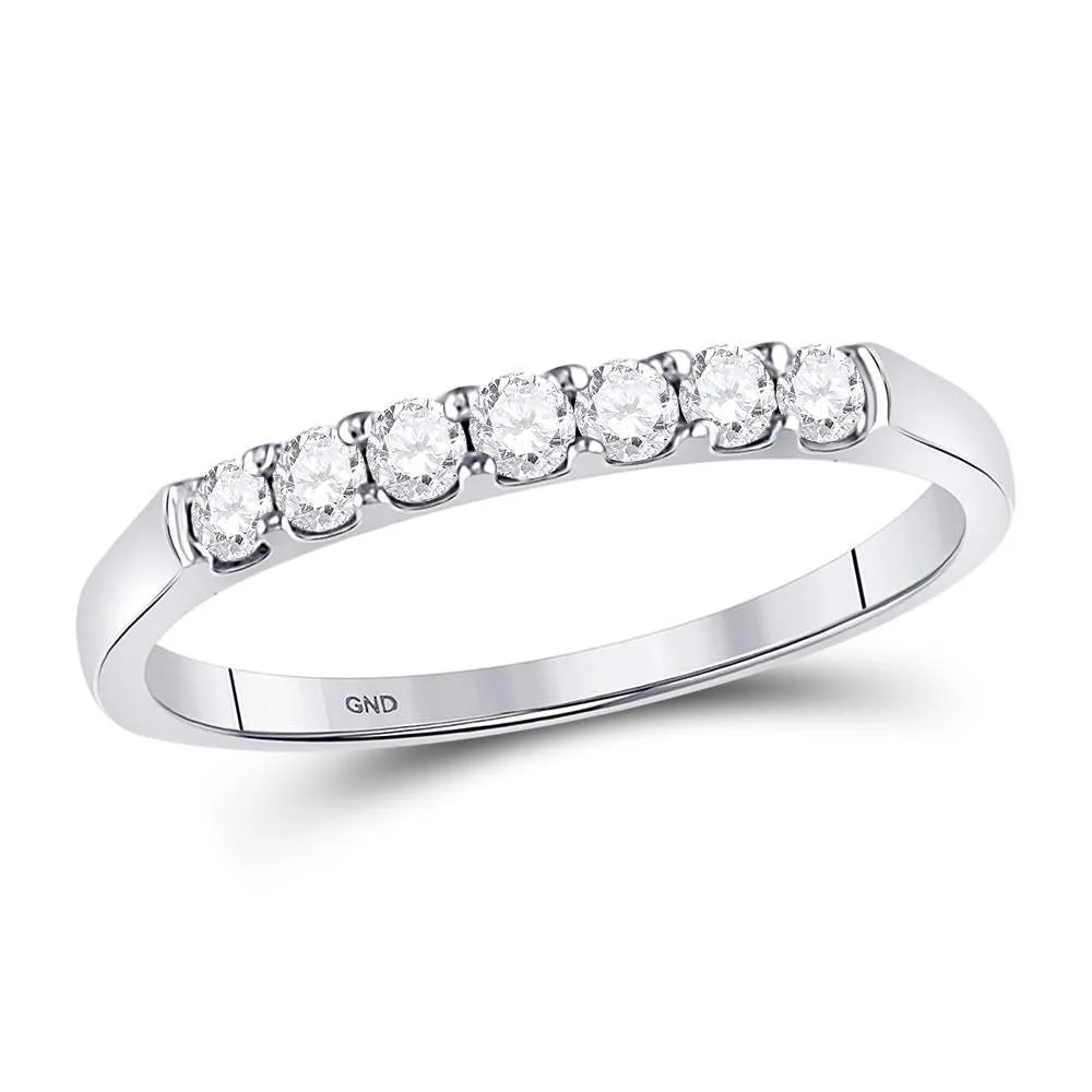 Keene Jewelers 14kt White Gold Womens Round Diamond Single Row Wedding Band 1/4 Cttw