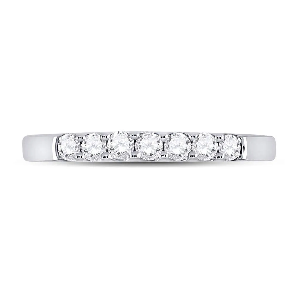 Keene Jewelers 14kt White Gold Womens Round Diamond Single Row Wedding Band 1/4 Cttw