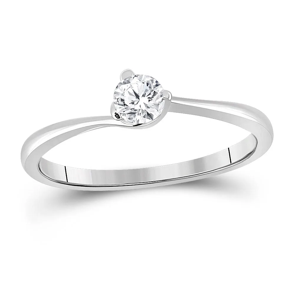 Keene Jewelers 14kt White Gold Womens Round Diamond Solitaire Bridal Wedding Engagement Ring 1/4 Cttw