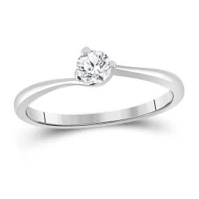 Keene Jewelers 14kt White Gold Womens Round Diamond Solitaire Bridal Wedding Engagement Ring 1/4 Cttw