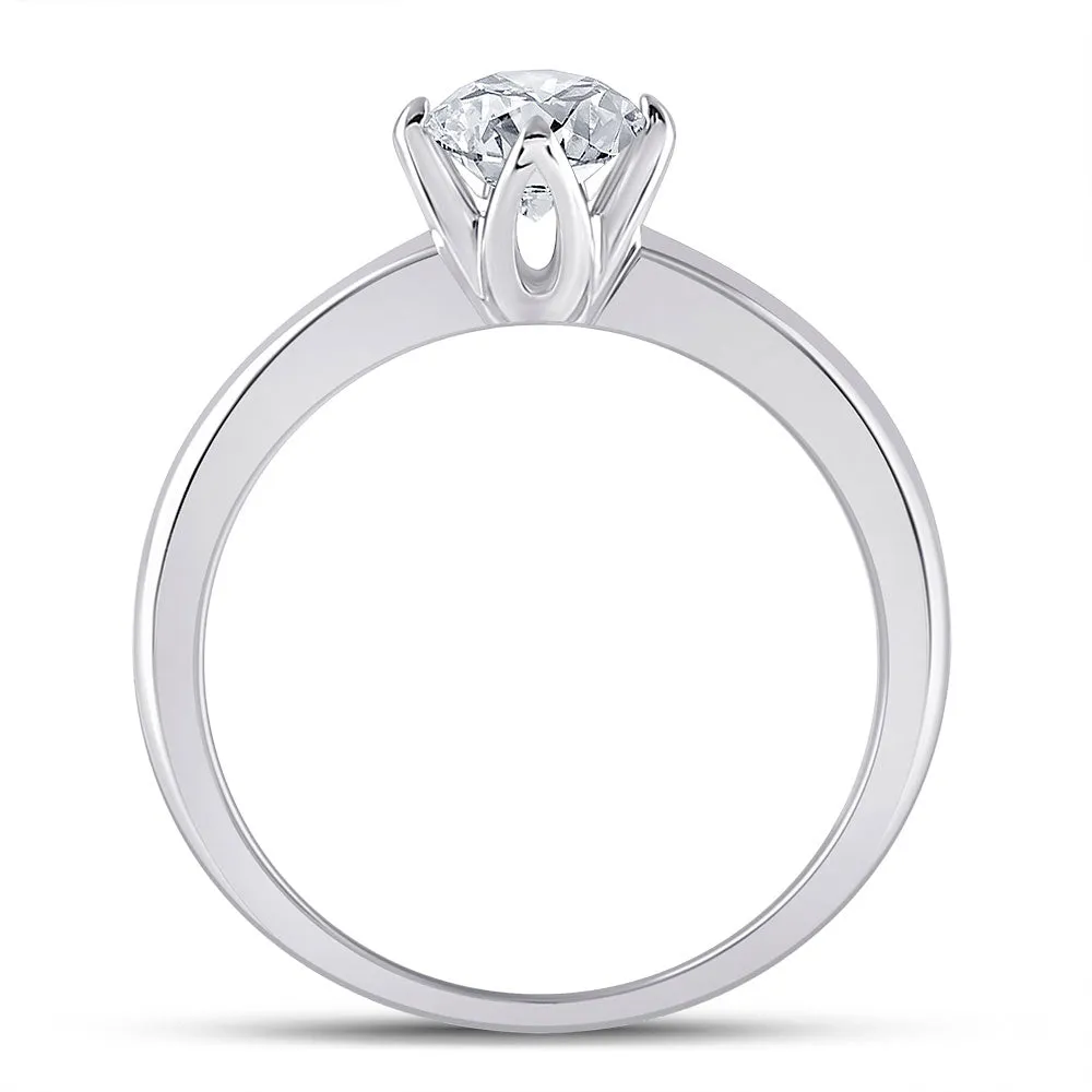 Keene Jewelers 14kt White Gold Womens Round Diamond Solitaire Bridal Wedding Engagement Ring 3/4 Cttw