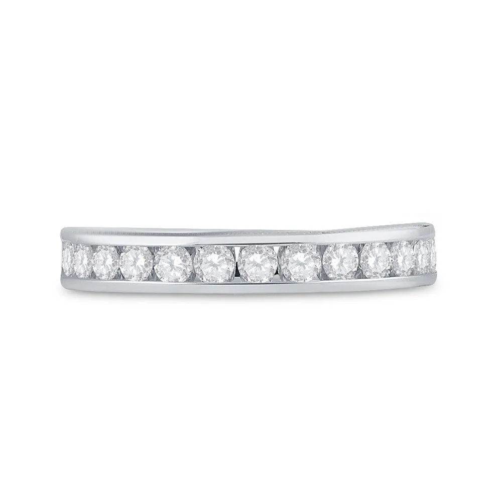 Keene Jewelers 14kt White Gold Womens Round Diamond Wedding Band 1/2 Cttw