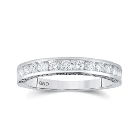 Keene Jewelers 14kt White Gold Womens Round Diamond Wedding Band 1/2 Cttw