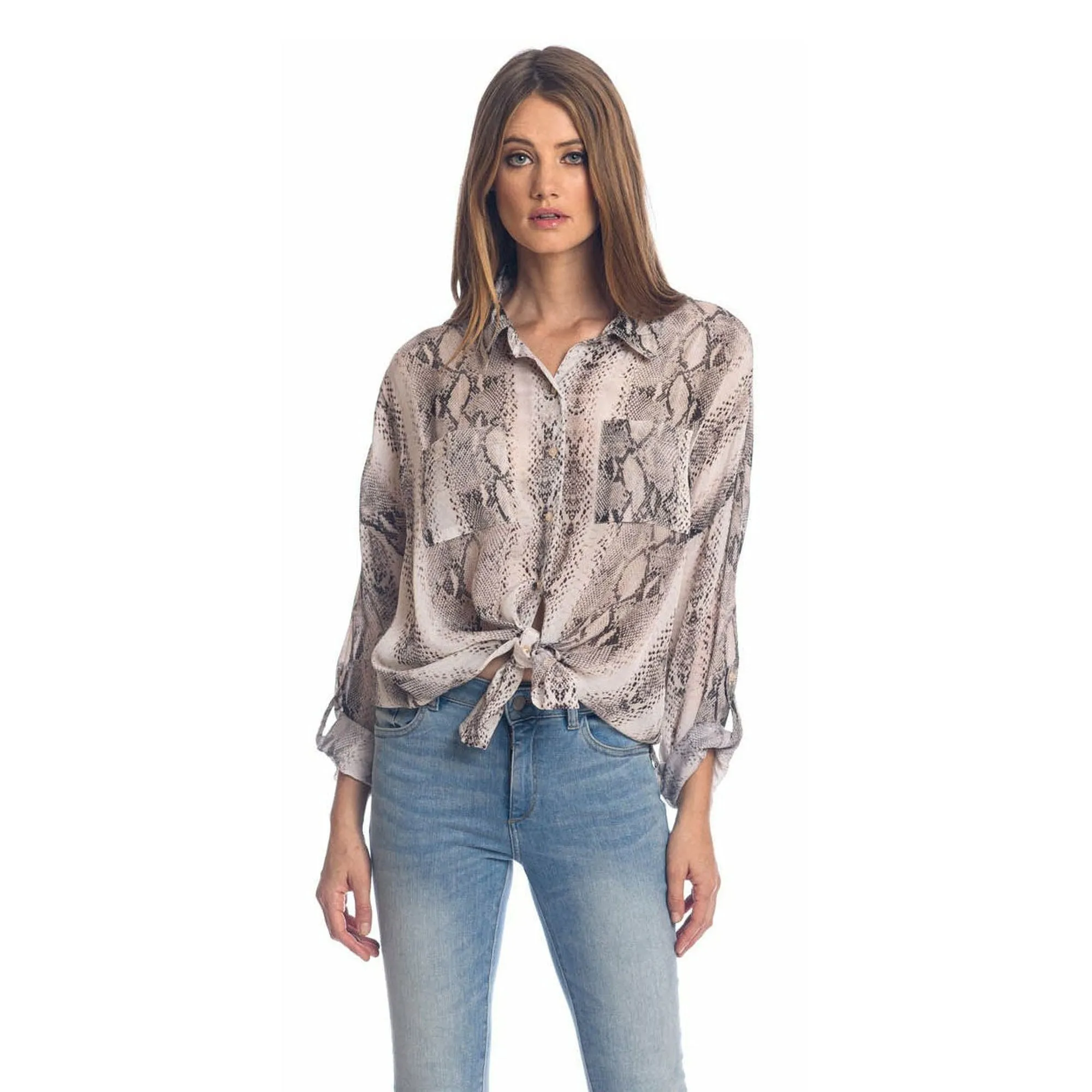 Kennedy Button-Down Animal Top