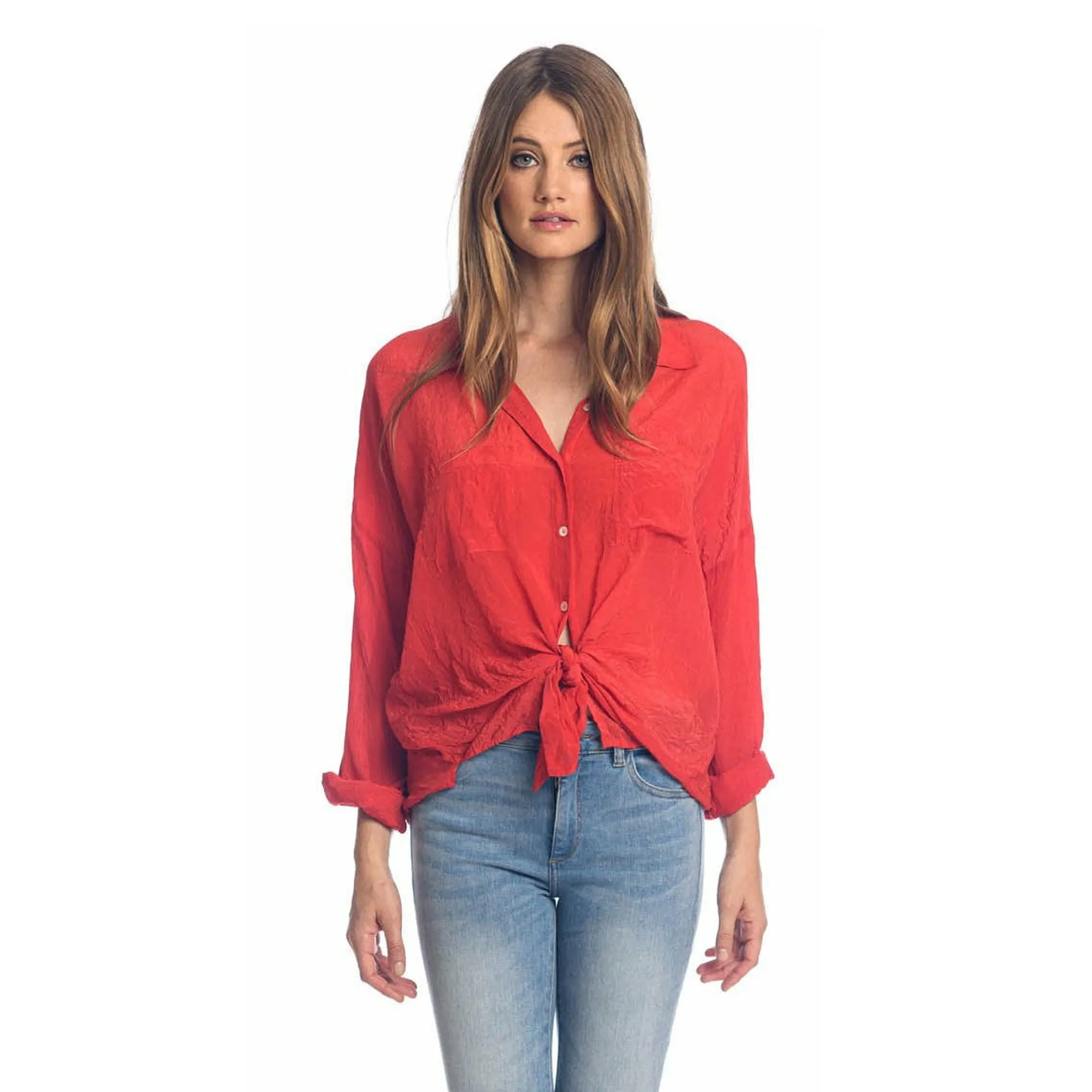 Kennedy Cherry Button-Down Top