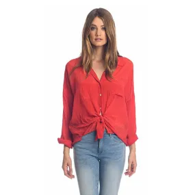 Kennedy Cherry Button-Down Top